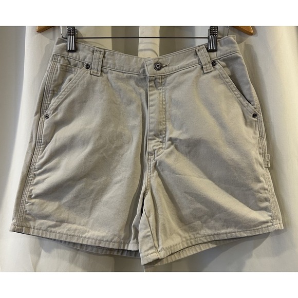Riveted‎ by Lee Vintage Womens Shorts Size 10 M Khaki Cargo Pockets High Waisted - Picture 1 of 4